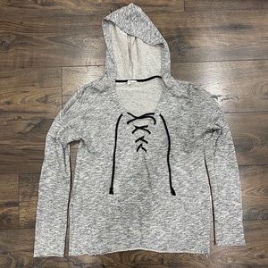 RAW HEM GRAY HOODIE
